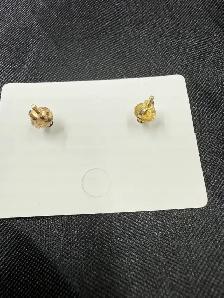 10K Gold Square Stud Earrings with Small Diamonds - Photo 2