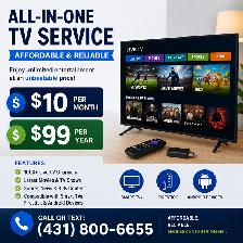 Get ALL-IN-ONE TV Service for just $10/month or $99/year