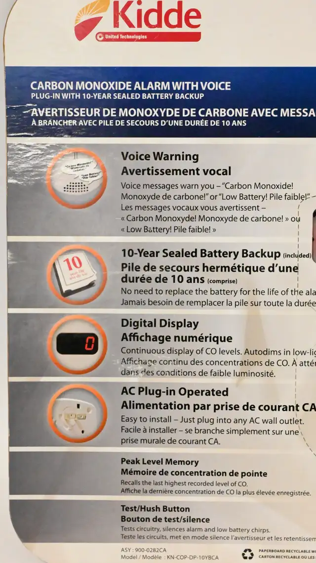 Kidde Plug in carbon monoxide alarm with digital display voice - Photo 7