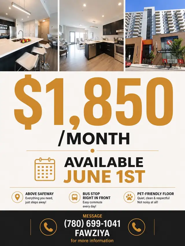 $1,850 | Modern Unit Above Safeway | Pet-Friendly | June 1
