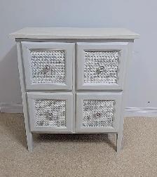 Upcycled White Rattan Cabinet – 4 Drawers