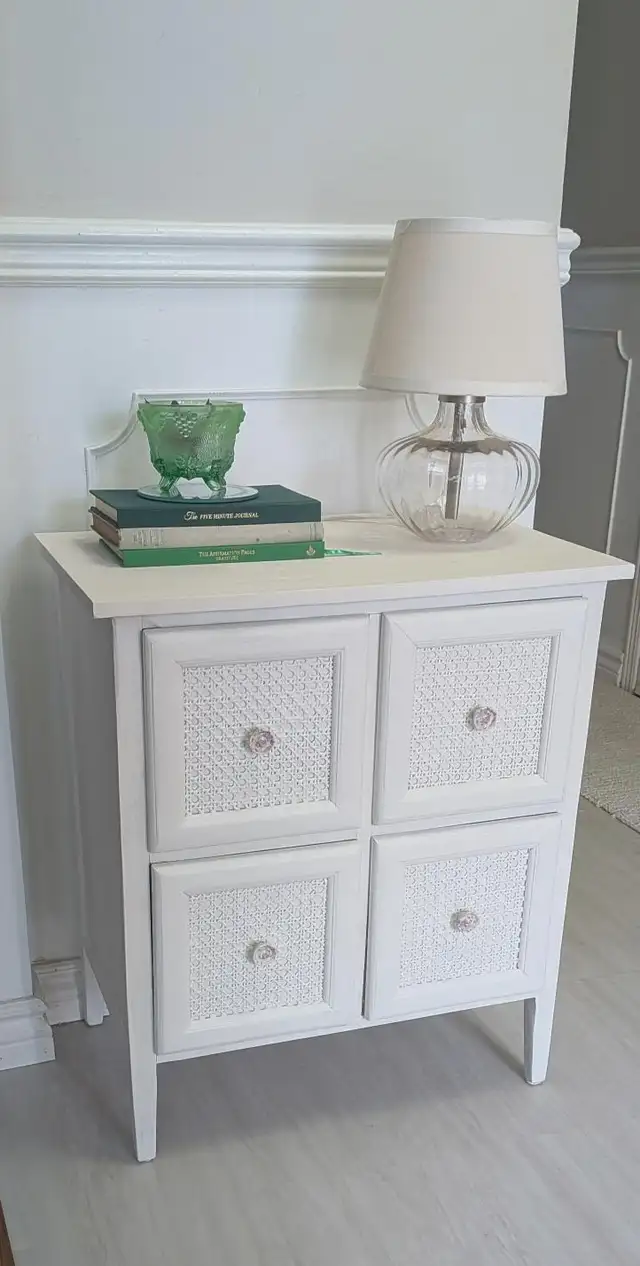 Upcycled White Rattan Cabinet – 4 Drawers - Photo 6