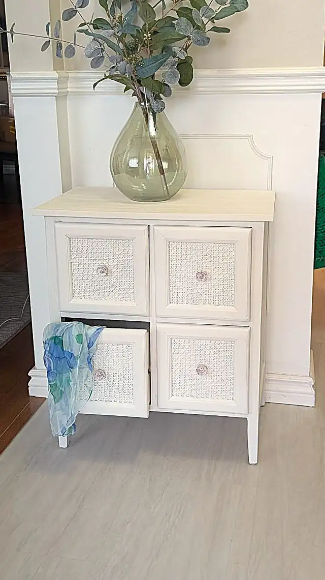 Upcycled White Rattan Cabinet – 4 Drawers - Photo 7
