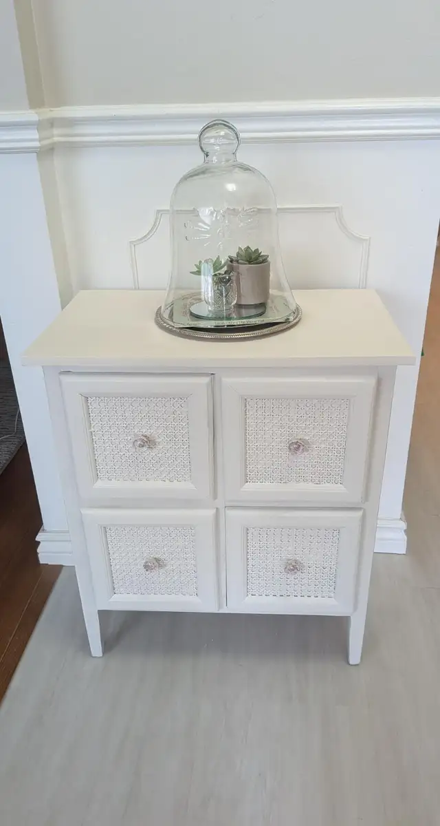Upcycled White Rattan Cabinet – 4 Drawers - Photo 8