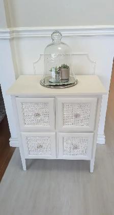 Upcycled White Rattan Cabinet – 4 Drawers - Photo 8