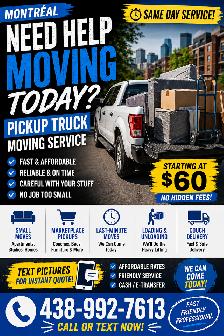 MONTREAL PICKUP TRUCK – SAME DAY MOVING HELP