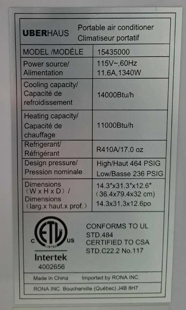 14K BTU UberHaus Air Conditioner w/Accessories (30945563) - Photo 3