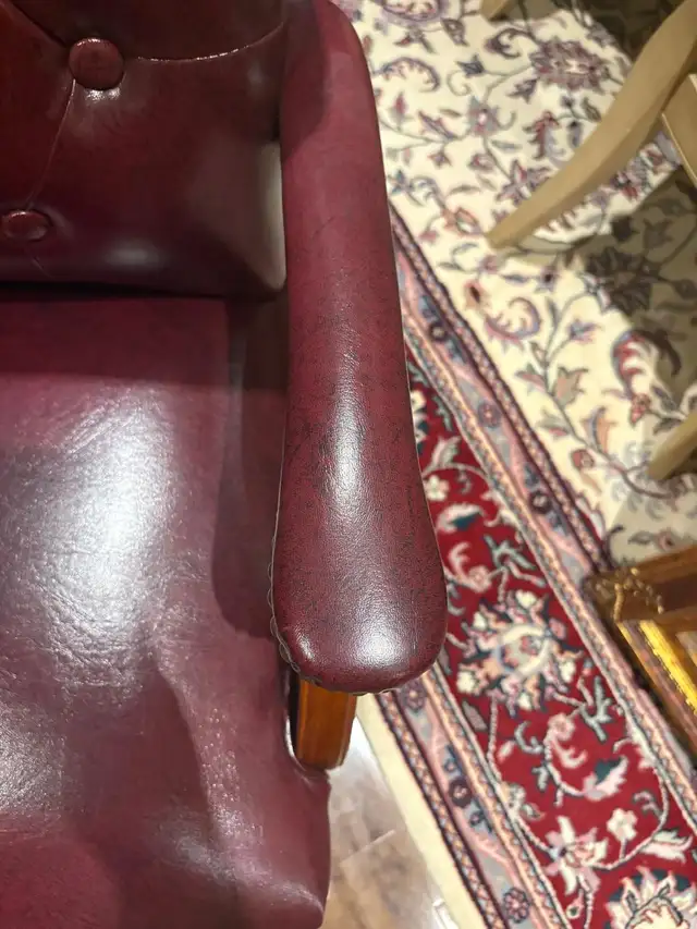 New Executive Burgundy Fox Leather Office Swivel Chair - Photo 7
