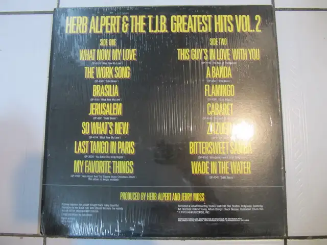 Herb Alpert & The TJB Greatest Hits Volume 2 SP-4627 Circa 1973 - Photo 5