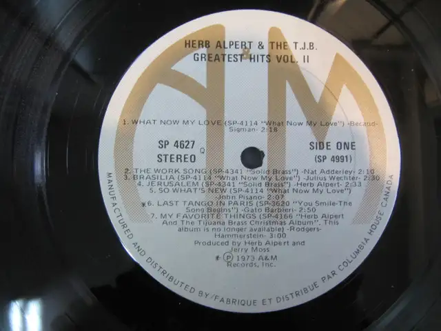 Herb Alpert & The TJB Greatest Hits Volume 2 SP-4627 Circa 1973 - Photo 8