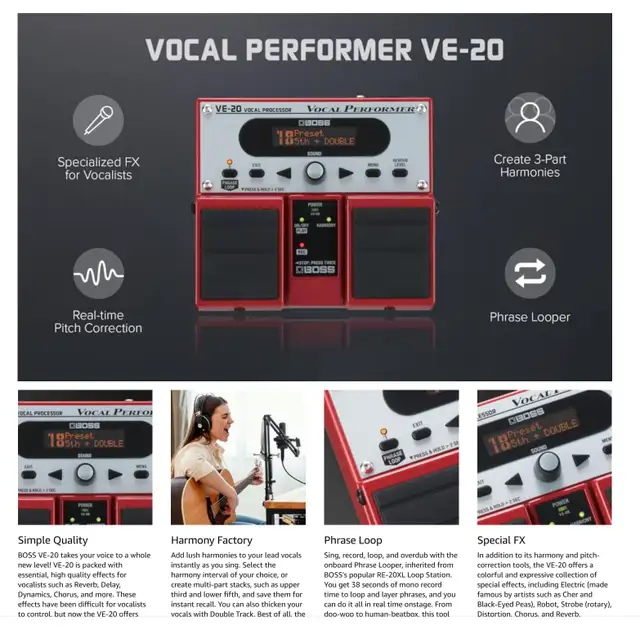 Boss VE - 20 Vocal Processor - Photo 4