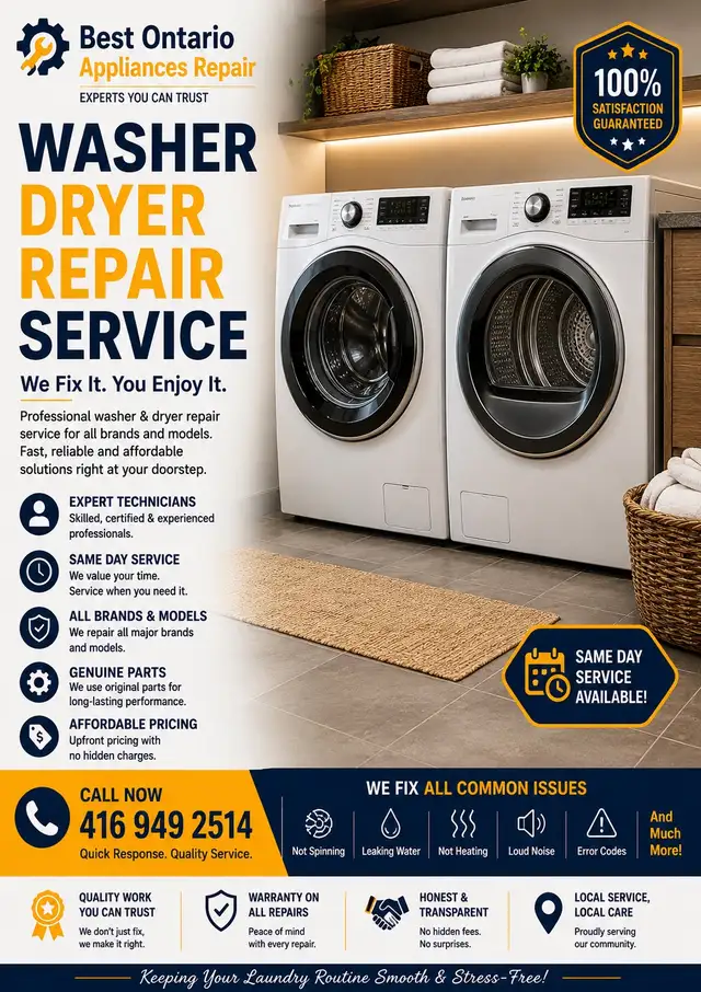 Same Day Appliance Repair ⚡ Washer Dryer Fridge Dishwasher
