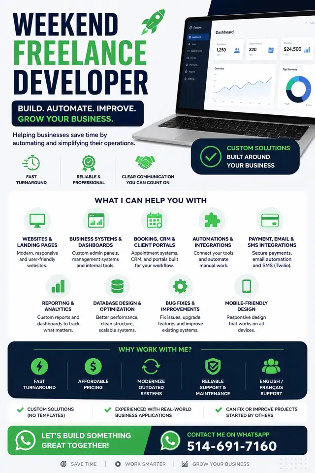 Weekend Freelance Developer Available