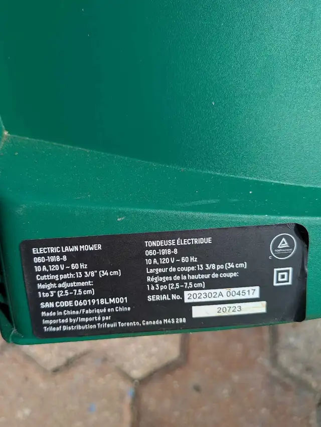 Electrical mower almost brand new make Certified - Photo 2