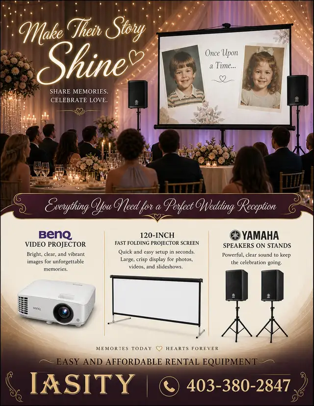Wedding Video Projectors, Screens, and Sound System Rentals