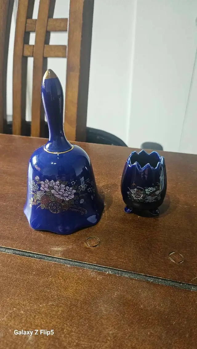 Porcelaine Bleu Cobalt (cloche et porte-dents)