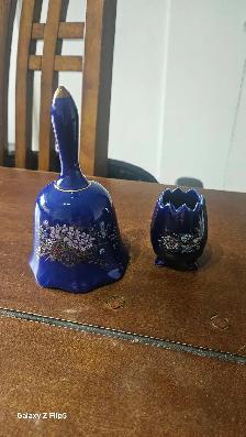 Porcelaine Bleu Cobalt (cloche et porte-dents)
