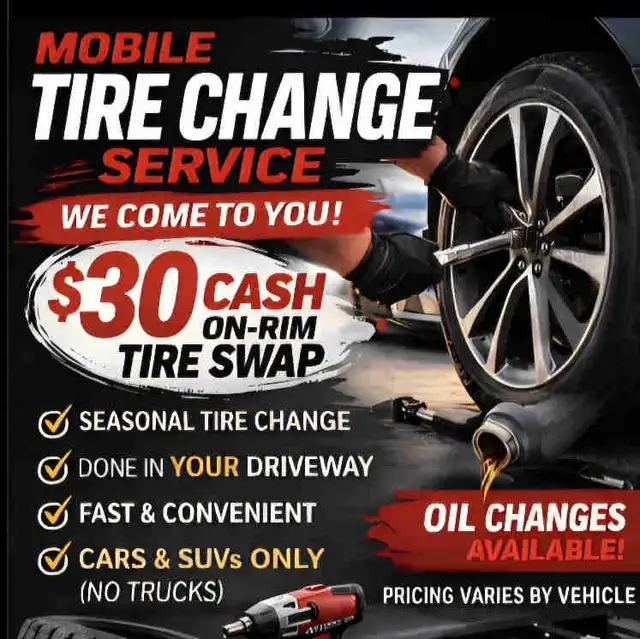 $30 Tire Change/Swap - i can come to you!