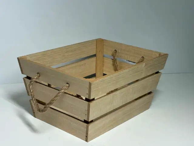 Rustic Wooden Storage Crates w/ Rope Handles – Set of 2 - Photo 2