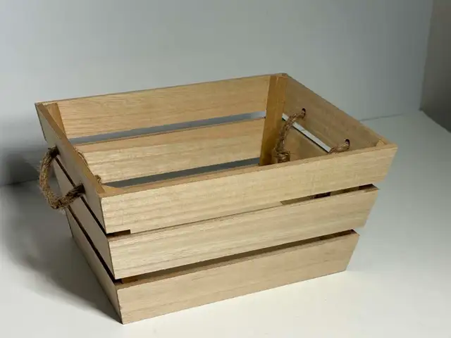 Rustic Wooden Storage Crates w/ Rope Handles – Set of 2 - Photo 7