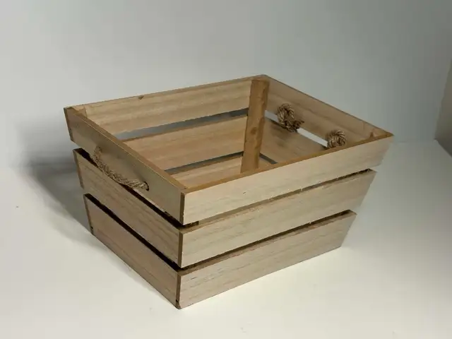 Rustic Wooden Storage Crates w/ Rope Handles – Set of 2 - Photo 8