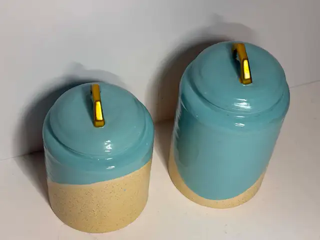 Modern Ceramic Canister Set w/ Gold Handles - Photo 2