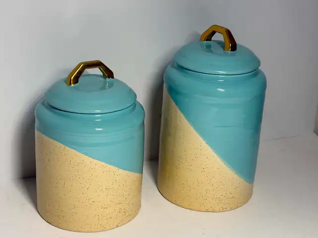 Modern Ceramic Canister Set w/ Gold Handles - Photo 3