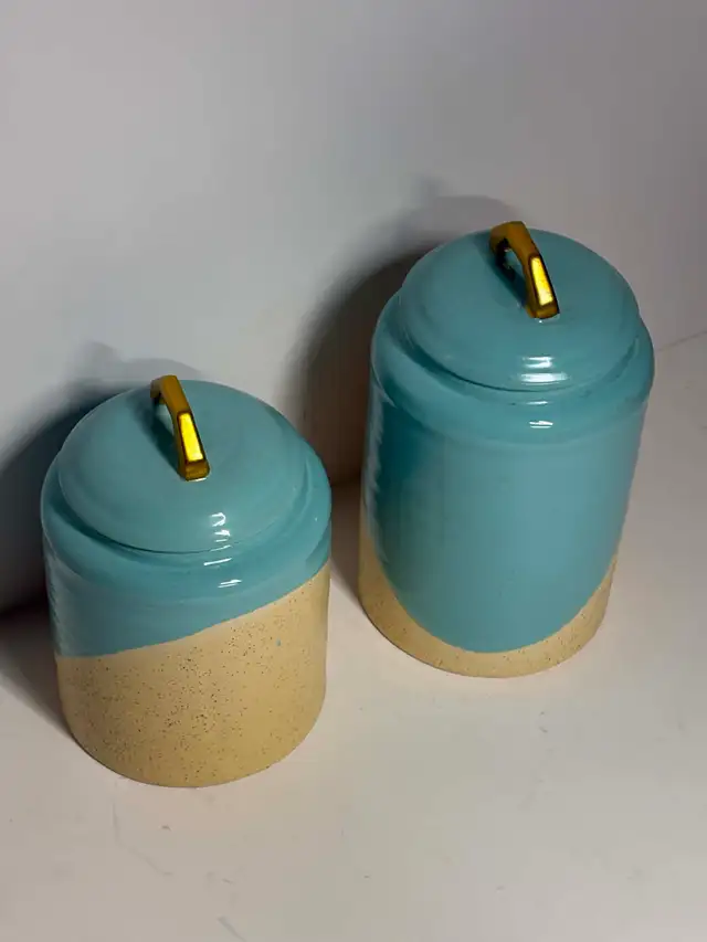 Modern Ceramic Canister Set w/ Gold Handles - Photo 6