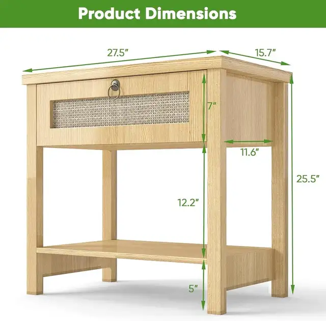 Brand New Modern 27" Rattan Nightstand Special selling at $39