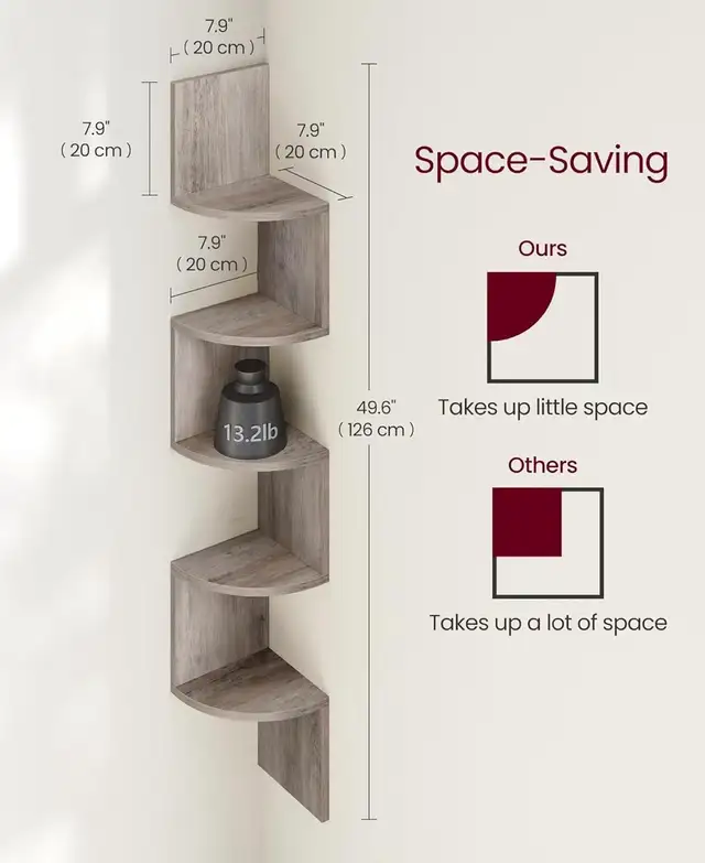 Modern 5-Tier Wall Mounted Corner Shelf - Photo 3