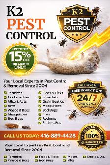 FOR ALL PESTS K2 PEST CONTROL SERVICES "1 YEAR WARRANTY"