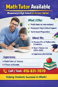 Math Tutor Avaiable