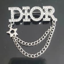 Christian Dior Silver Crystal Star Chain Brooch