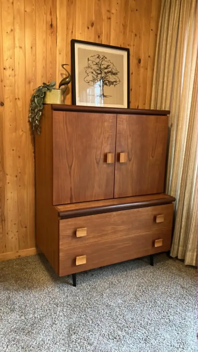 Mid century. TEAK TECK. Buffet, tallboy, bahut disques vinyles, - Photo 3
