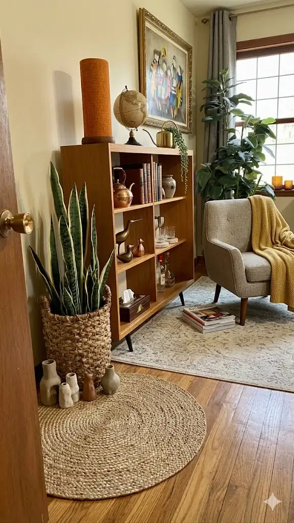 Mid century. Vitrine, buffet, bibliothèque. Lampe teak teck PAS