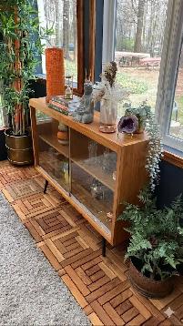 Mid century. Crédence, buffet, bibliothèque. Lampe teak teck PAS