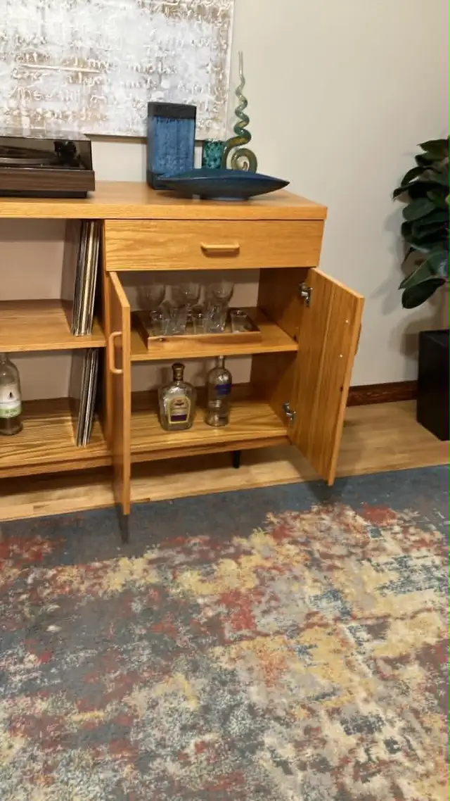 Mid century. TEAK TECK lampe / Vintage. Buffet, bahut disques vi - Photo 4