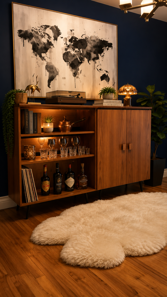 Mid century. TEAK TECK. Modulaire. Crédence, buffet disque vinyl