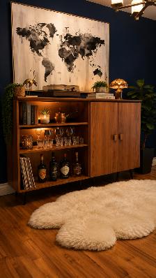 Mid century. TEAK TECK. Modulaire. Crédence, buffet disque vinyl