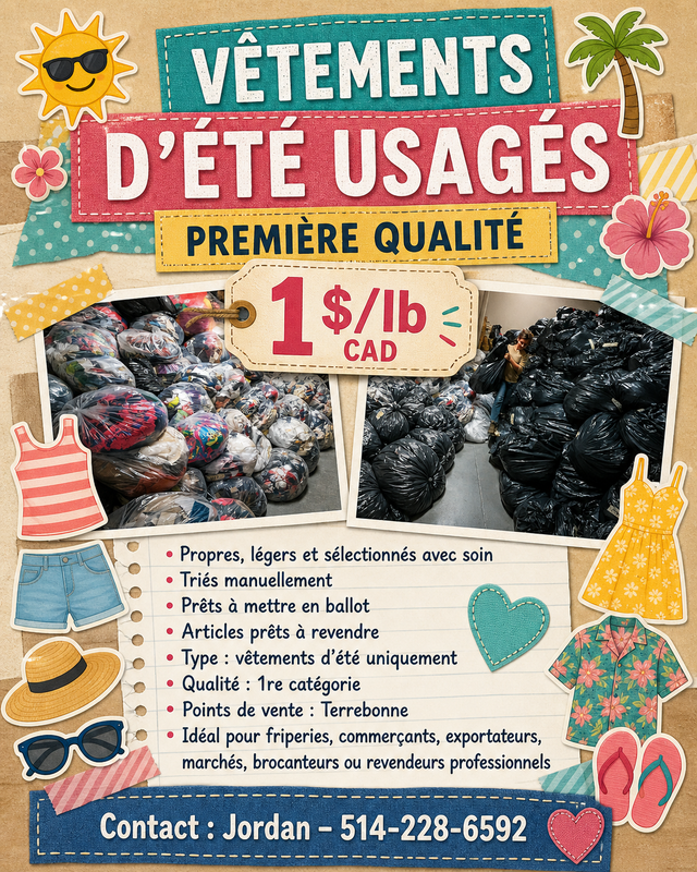 Lot de vetements ete 1$/lb — Special revendeurs