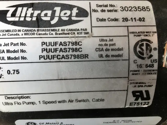 SPA PUMP with Vacuum Switch ¾ HP - Photo 3