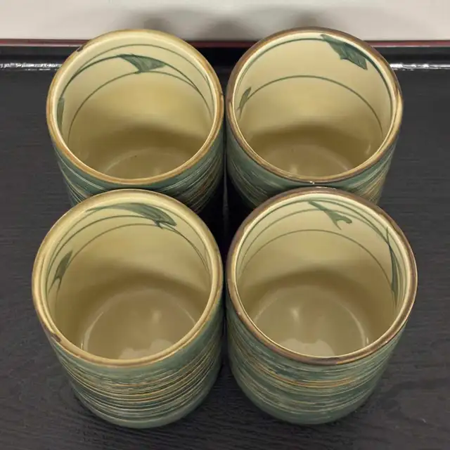 Vintage Handmade Yunomi Cups - Green - Photo 2