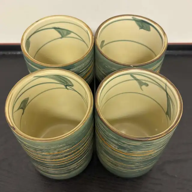 Vintage Handmade Yunomi Cups - Green - Photo 3