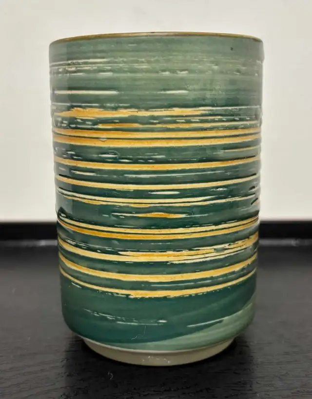 Vintage Handmade Yunomi Cups - Green - Photo 4