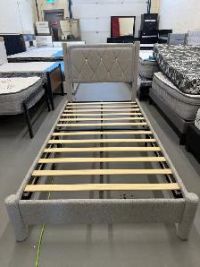 Twin Fabric Bed with LED Lights , Charging Ports , Type C , USB