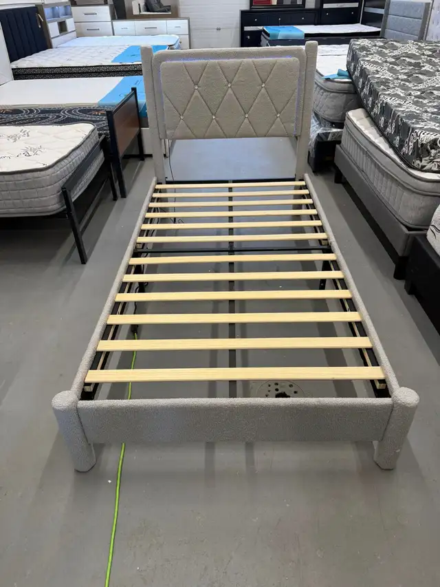 Twin Fabric Bed with LED Lights , Charging Ports , Type C , USB - Photo 2