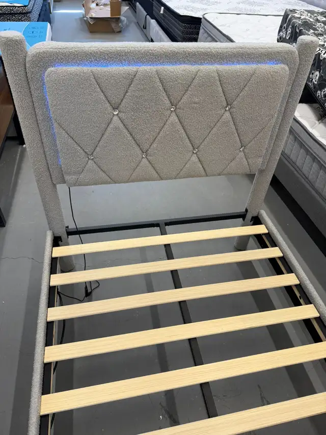 Twin Fabric Bed with LED Lights , Charging Ports , Type C , USB - Photo 3