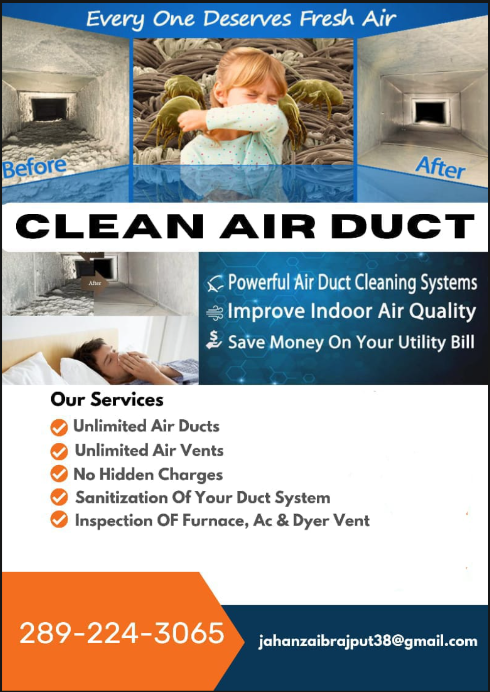 DUCT CLEAN SPECIAL ONLY $99 CALL 289-224-3065