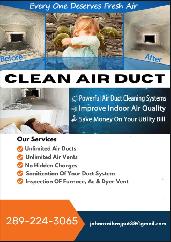 DUCT CLEAN SPECIAL ONLY $99 CALL 289-224-3065