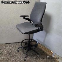 Grey Steelcase Gesture Drafting Stool Chair w/ Black Frame